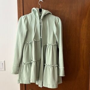 Free People Women's Light Green Hooded Jacket